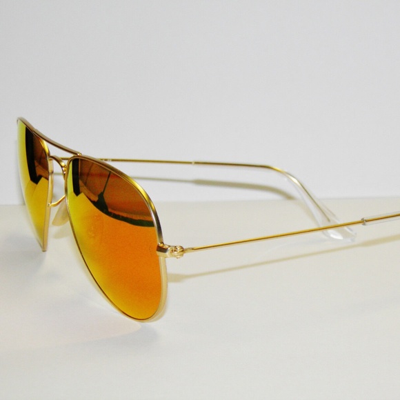 Ray Ban Sunglasses 3025 Rayban 112/69 Gold 55 Orange Mirror Aviators - Picture 3 of 3